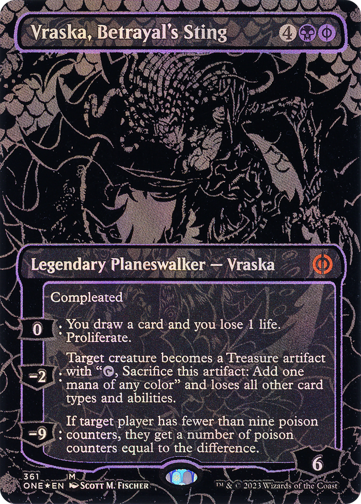 Image of Vraska, Betrayal's Sting (Oil Slick Raised Foil) [Phyrexia: All Will Be One]