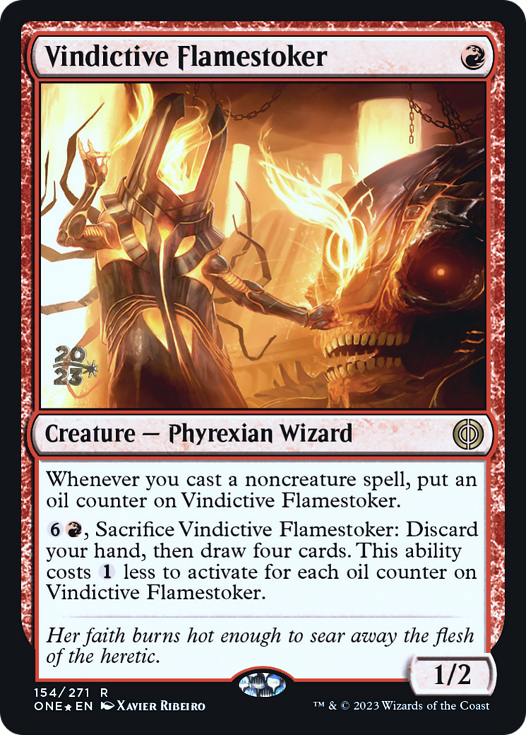 Image of Vindictive Flamestoker [Phyrexia: All Will Be One Prerelease Promos]