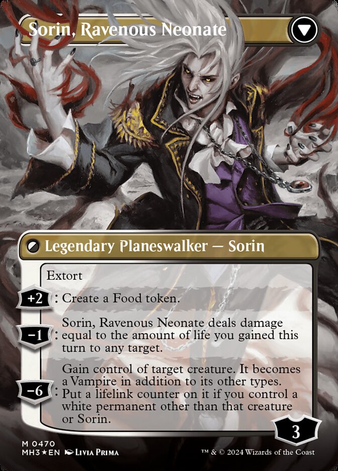 Image of Sorin of House Markov // Sorin, Ravenous Neonate (Borderless) (Textured Foil) [Modern Horizons 3]