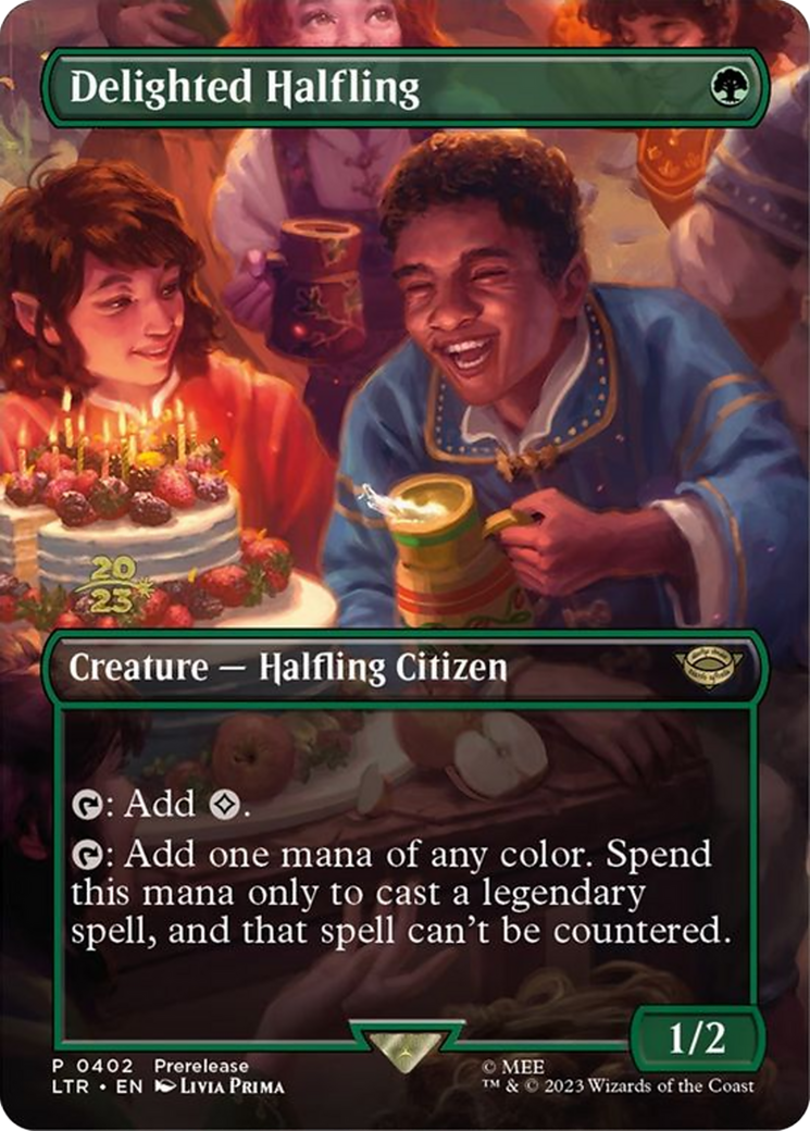 Image of Delighted Halfling (402) [The Lord of the Rings: Tales of Middle-Earth Prerelease Promos]