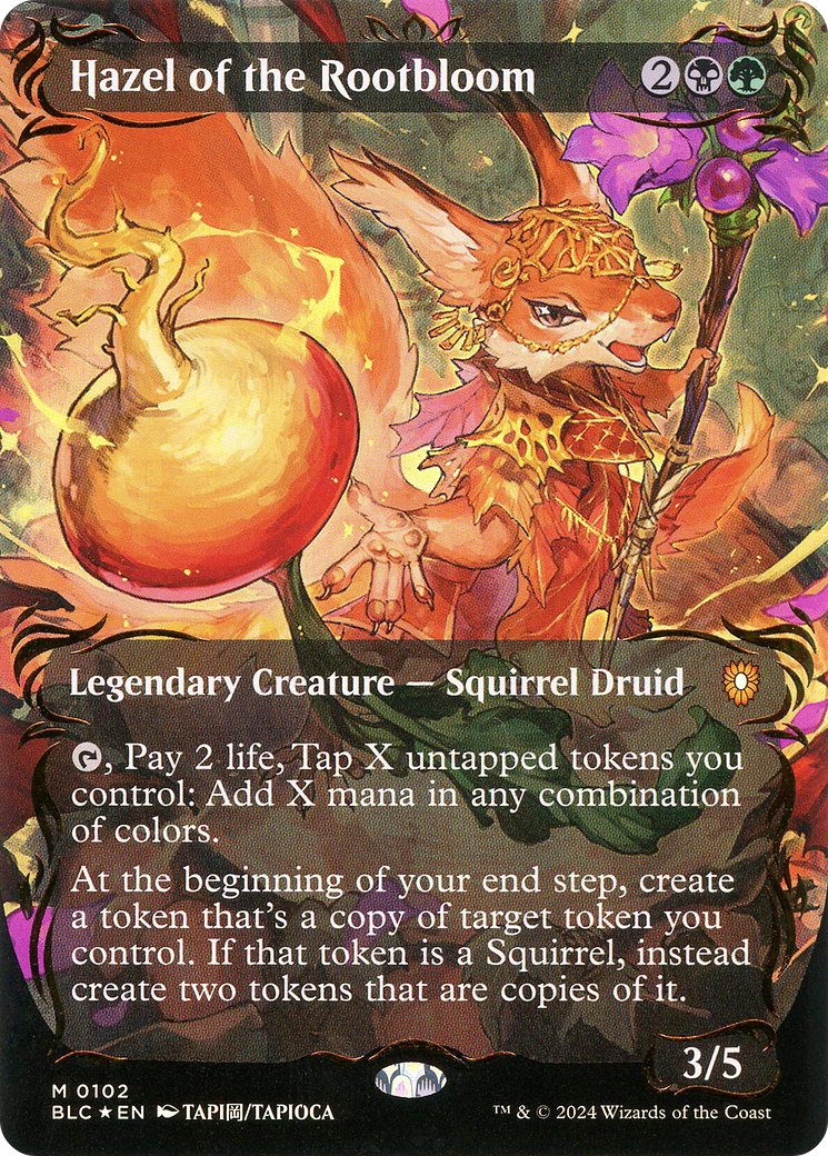 Image of Hazel of the Rootbloom (Borderless) (Raised Foil) [Bloomburrow Commander]