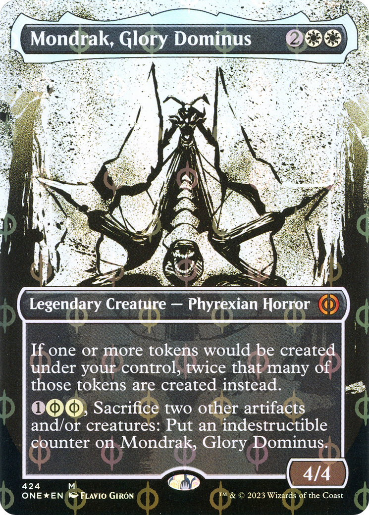 Image of Mondrak, Glory Dominus (Borderless Ichor Step-and-Compleat Foil) [Phyrexia: All Will Be One]