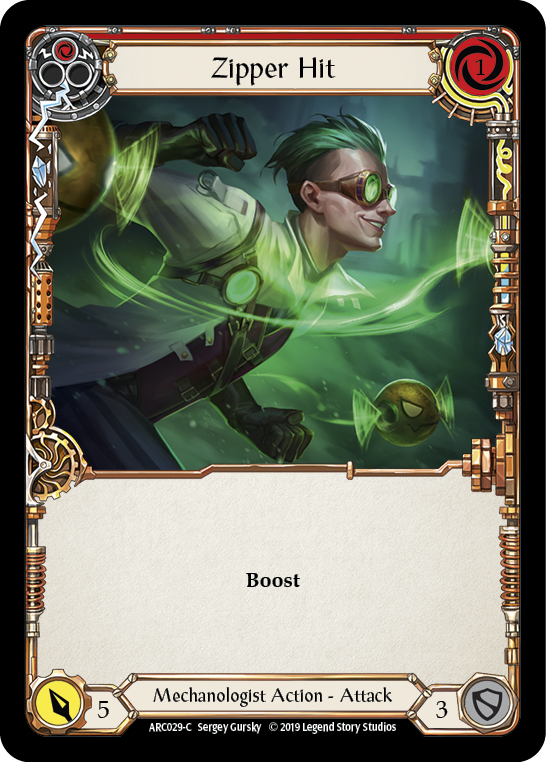 Image of Zipper Hit (Red) [ARC029-C] (Arcane Rising)  1st Edition Rainbow Foil