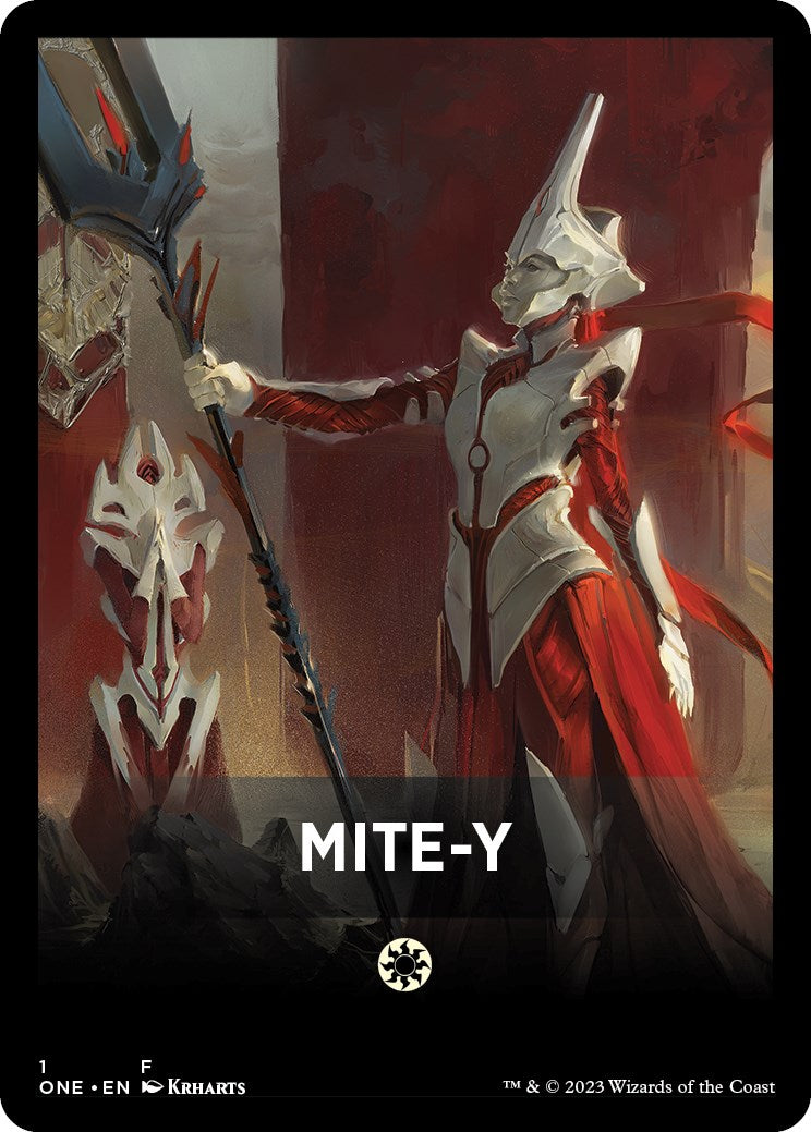 Image of Mite-Y Theme Card [Phyrexia: All Will Be One Tokens]