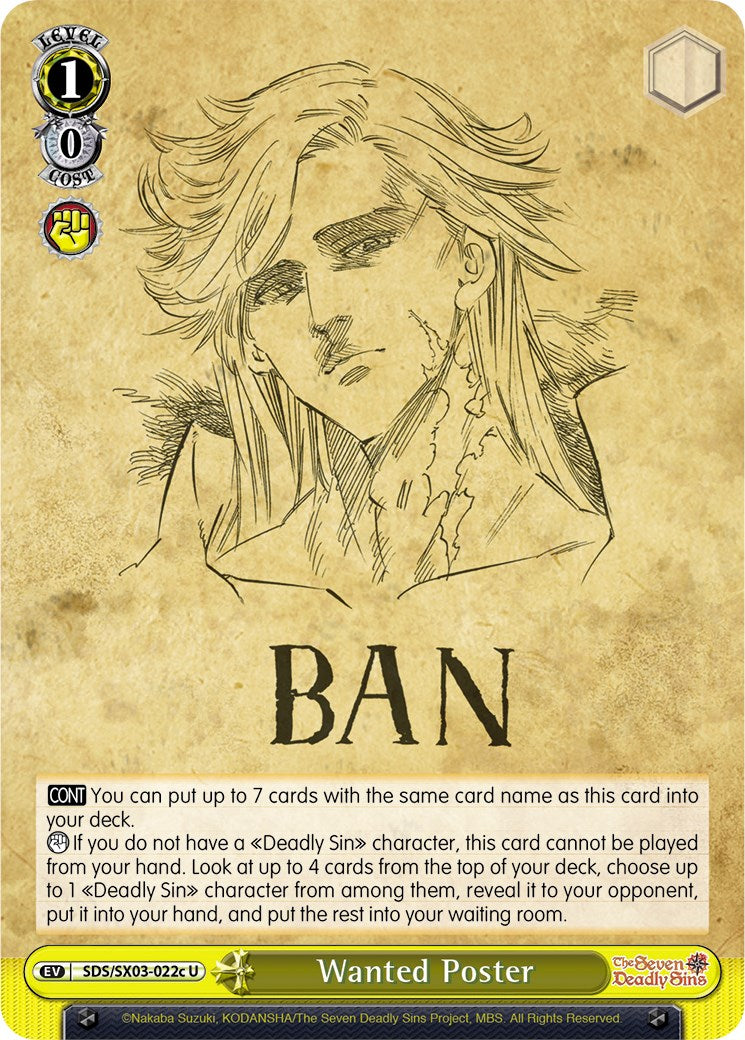 Image of Wanted Poster (SDS/SX03-022c U) [The Seven Deadly Sins]