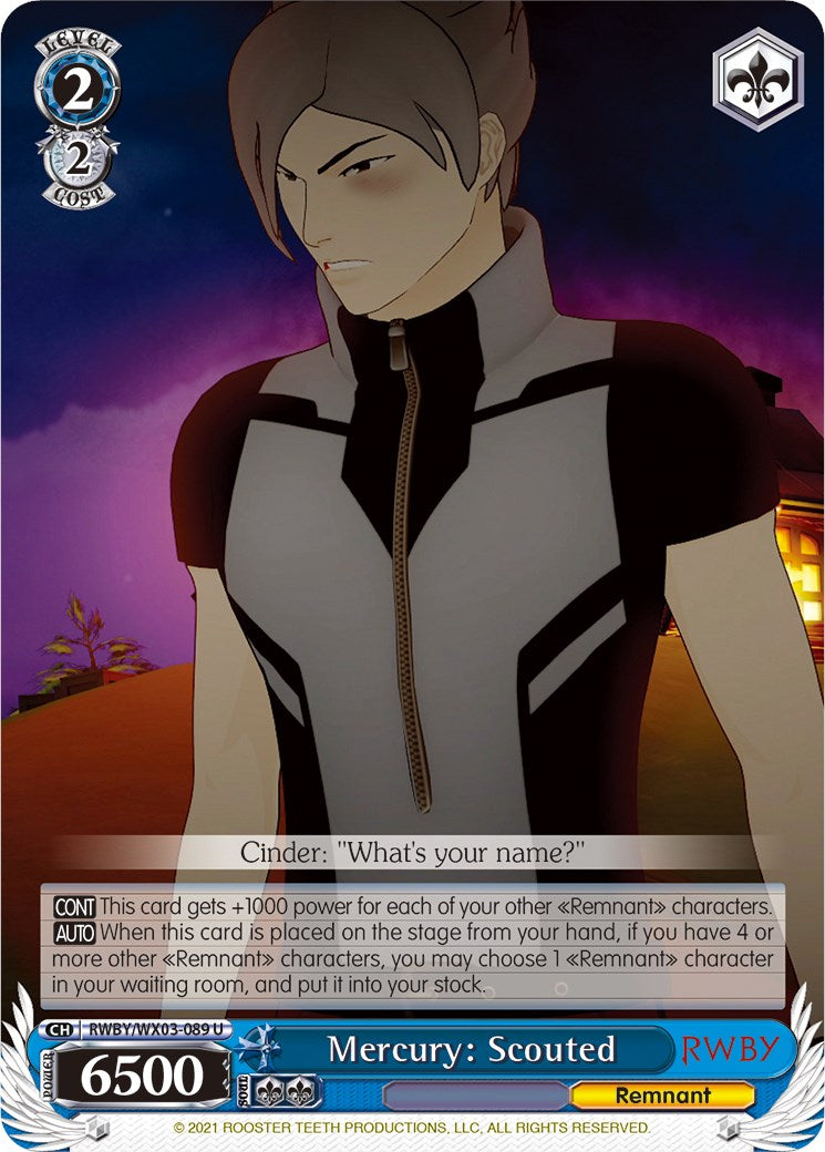 Image of Mercury: Scouted (RWBY/WX03-089 U) [RWBY]