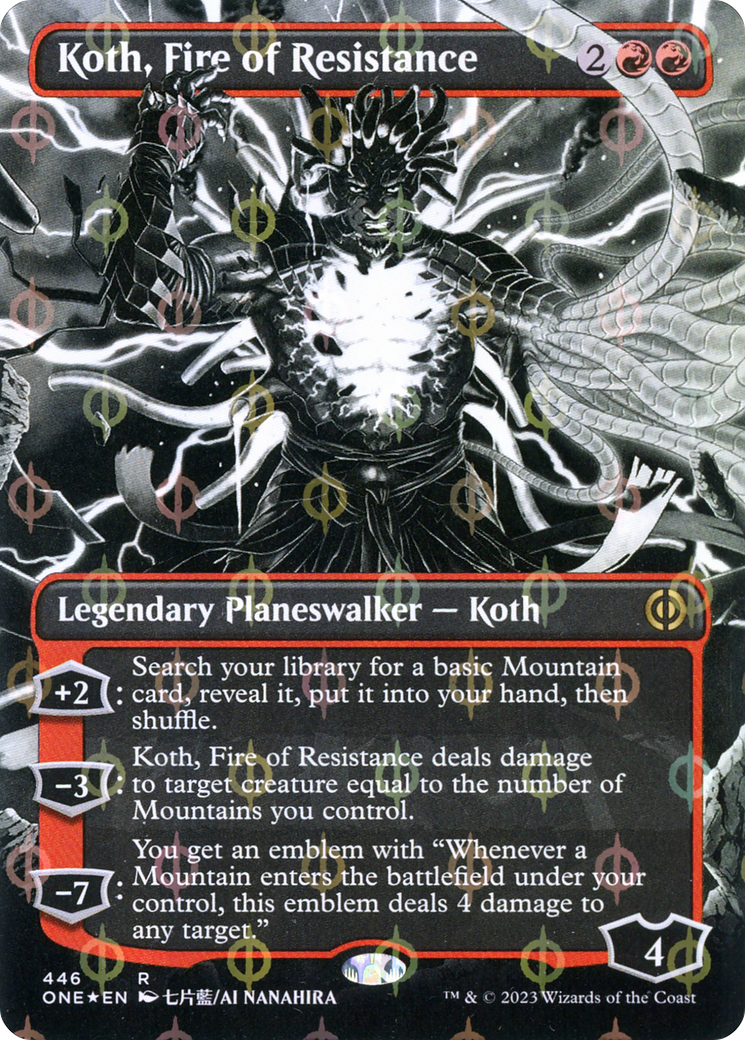Image of Koth, Fire of Resistance (Borderless Manga Step-and-Compleat Foil) [Phyrexia: All Will Be One]