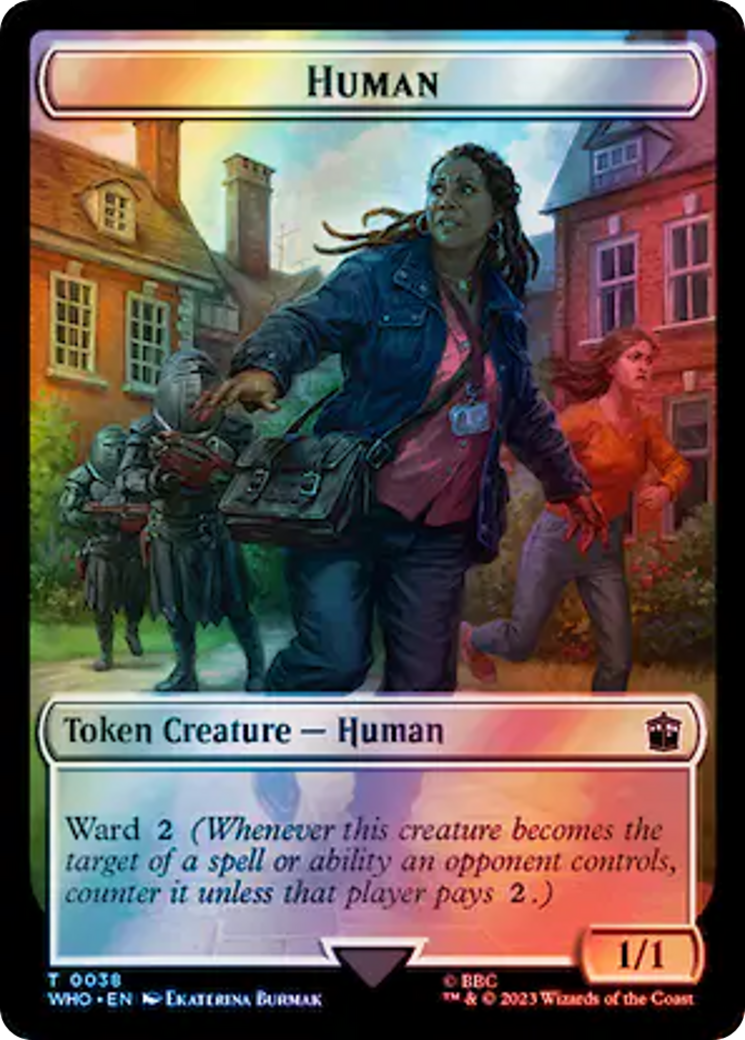Image of Human (0038) // Mutant Double-Sided Token (Surge Foil) [Doctor Who Tokens]