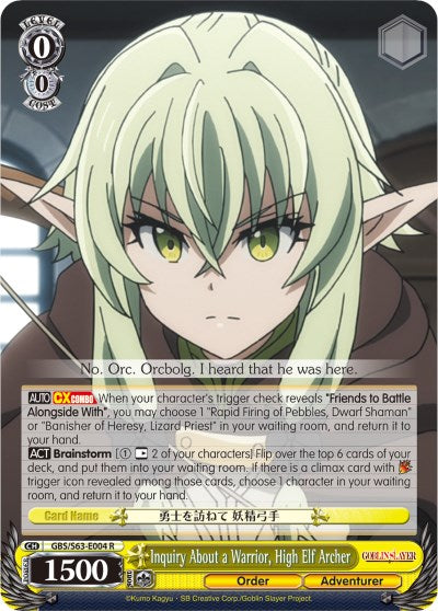 Image of Inquiry About a Warrior, High Elf Archer (GBS/S63-E004 R) [Goblin Slayer]