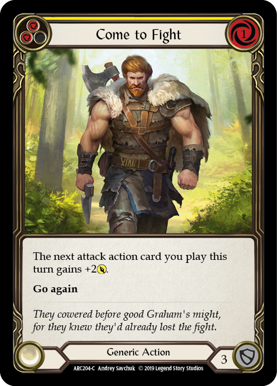 Image of Come to Fight (Yellow) [ARC204-C] (Arcane Rising)  1st Edition Rainbow Foil