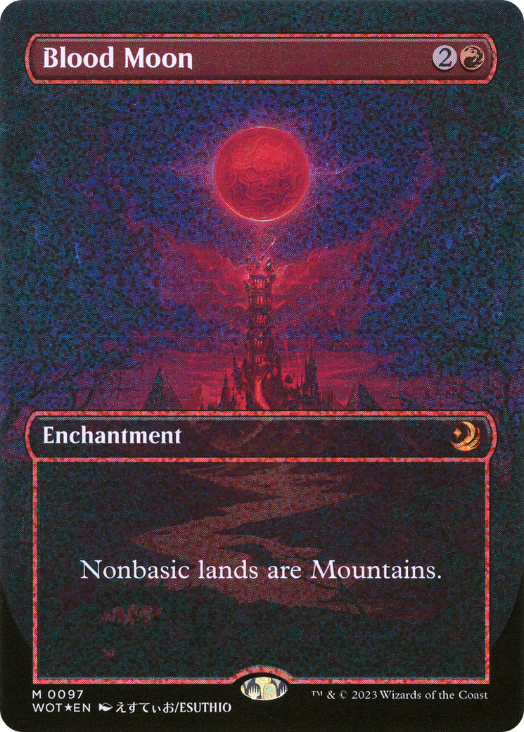 Image of Blood Moon (Anime Borderless) (Confetti Foil) [Wilds of Eldraine: Enchanting Tales]