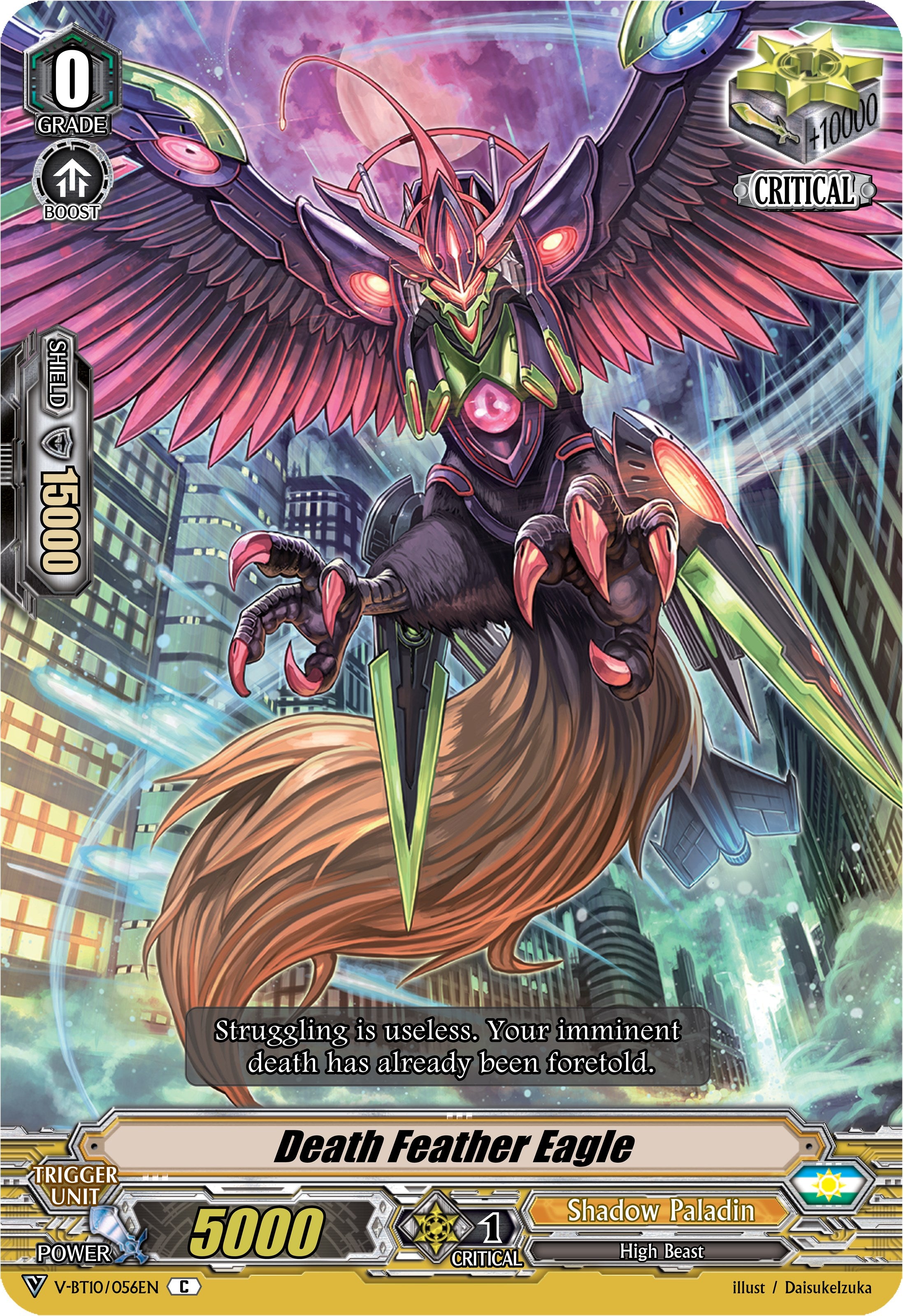 Image of Death Feather Eagle (V-BT10/056EN) [Phantom Dragon Aeon]