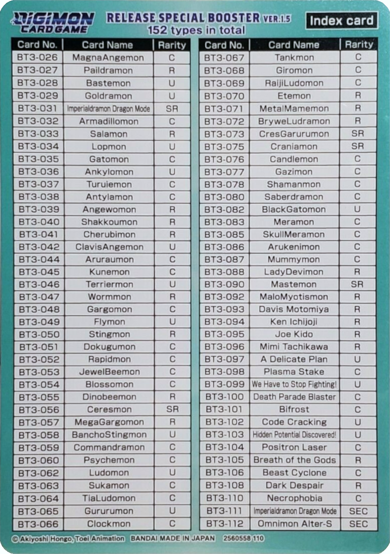 Image of Release Special Booster Ver.1.5 Index Card (Player 2) [Release Special Booster Ver.1.5]