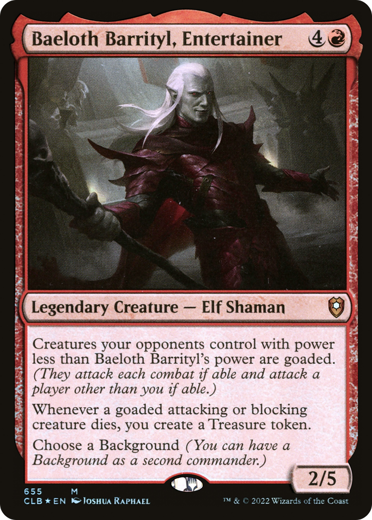 Image of Baeloth Barrityl, Entertainer [Commander Legends: Battle for Baldur's Gate]