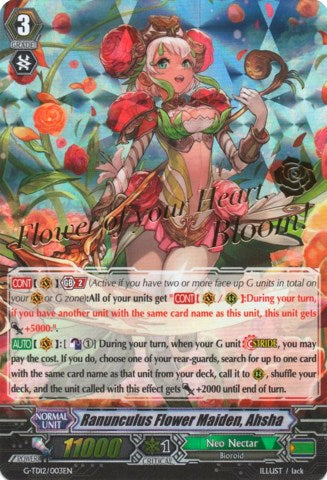 Image of Ranunculus Flower Maiden, Ahsha (Hot Stamped) (G-TD12/003EN) [Flower Princess of Abundant Blooming]