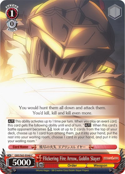 Image of Flickering Fire Arrow, Goblin Slayer (GBS/S63-E048 C) [Goblin Slayer]