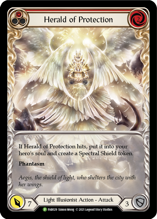 Image of Herald of Protection (Red Extended Art) [FAB029] (Promo)  Rainbow Foil