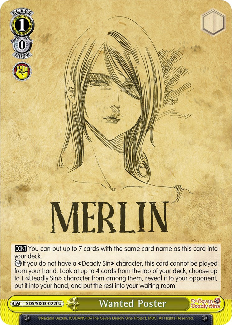 Image of Wanted Poster (SDS/SX03-022f U) [The Seven Deadly Sins]