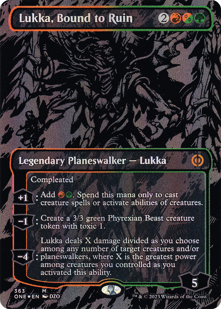 Image of Lukka, Bound to Ruin (Oil Slick Raised Foil) [Phyrexia: All Will Be One]