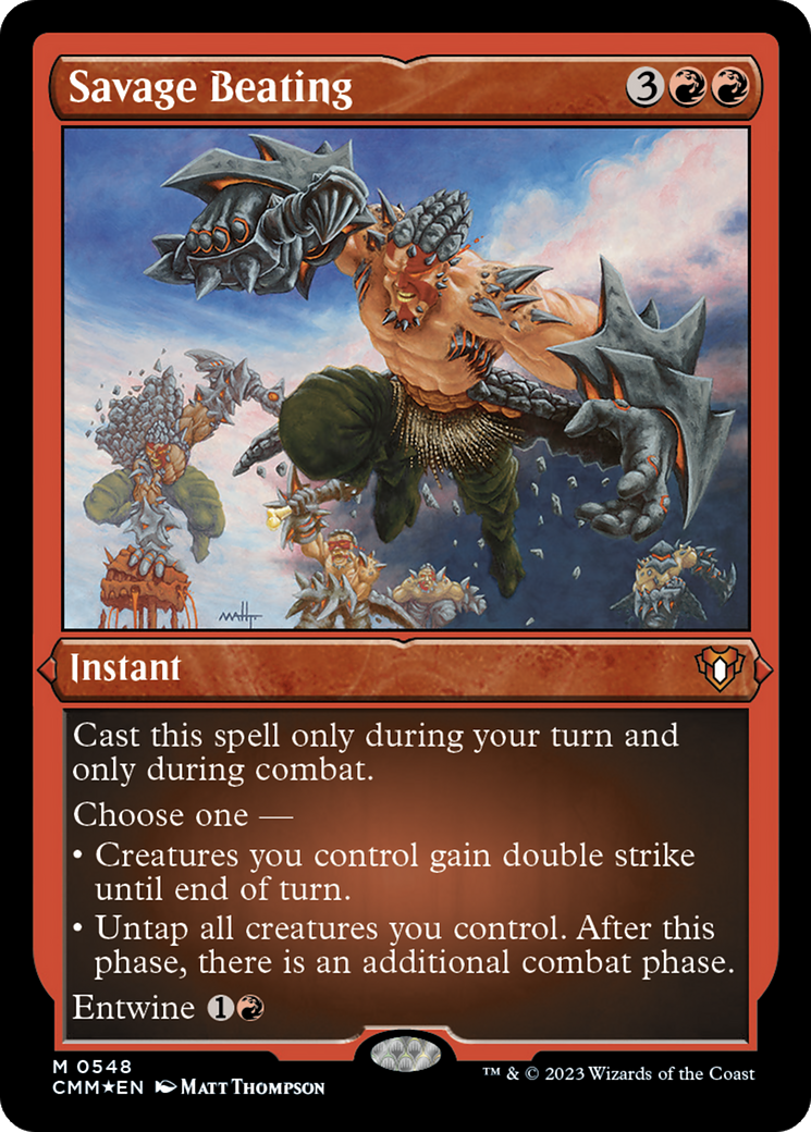 Image of Savage Beating (Foil Etched) [Commander Masters]