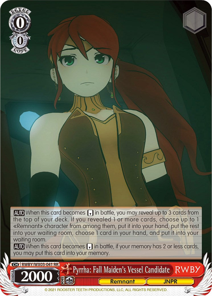 Image of Pyrrha: Fall Maiden's Vessel Candidate (RWBY/WX03-041 RR) [RWBY]