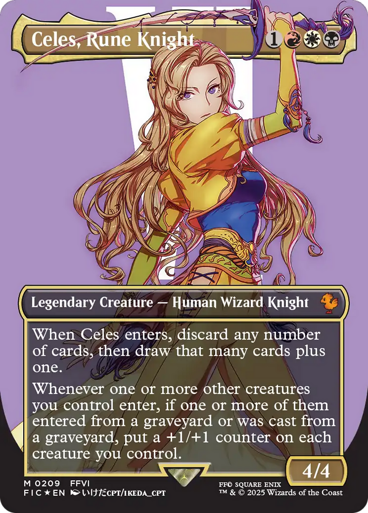 Image of Celes, Rune Knight (Borderless) (Surge Foil) [FINAL FANTASY Commander]