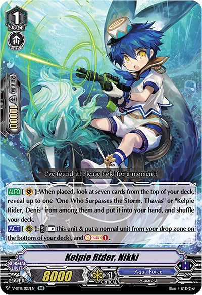 Image of Kelpie Rider, Nikki (V-BT11/023EN) [Storm of the Blue Cavalry]