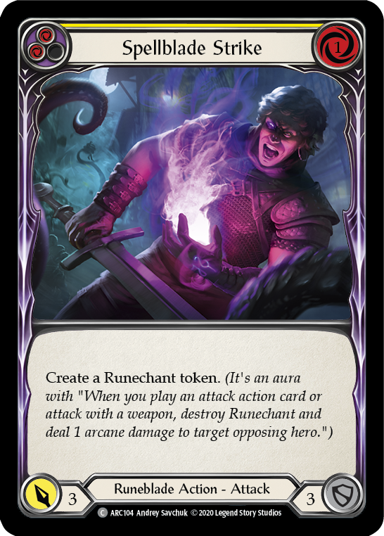 Image of Spellblade Strike (Yellow) [U-ARC104] (Arcane Rising Unlimited)  Unlimited Rainbow Foil