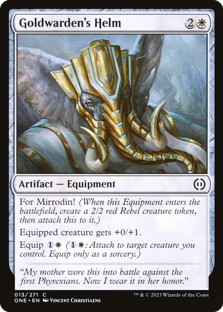 Image of Goldwarden's Helm [Phyrexia: All Will Be One]