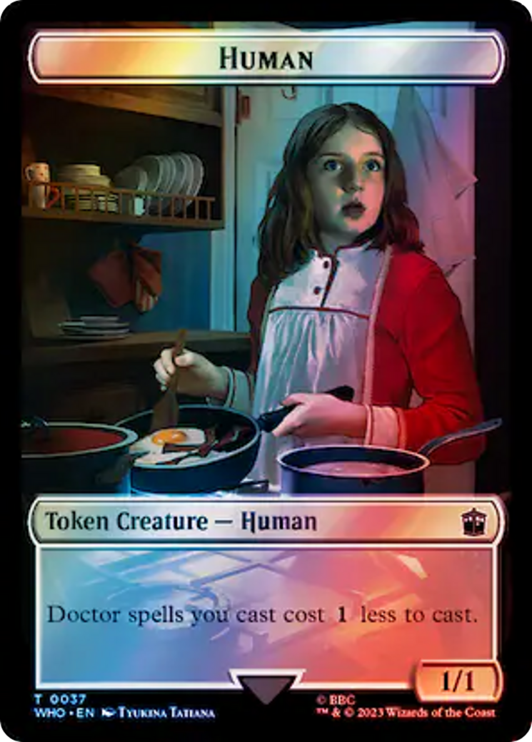 Image of Human (0037) // Dinosaur Double-Sided Token (Surge Foil) [Doctor Who Tokens]