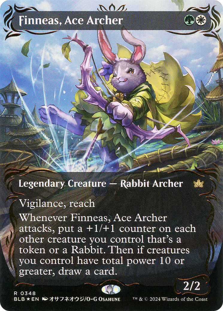 Image of Finneas, Ace Archer (Borderless) (Raised Foil) [Bloomburrow]