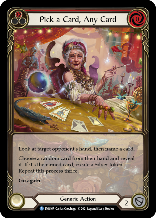 Image of Pick a Card, Any Card (Red) [EVR167] (Everfest)  1st Edition Extended Art Rainbow Foil