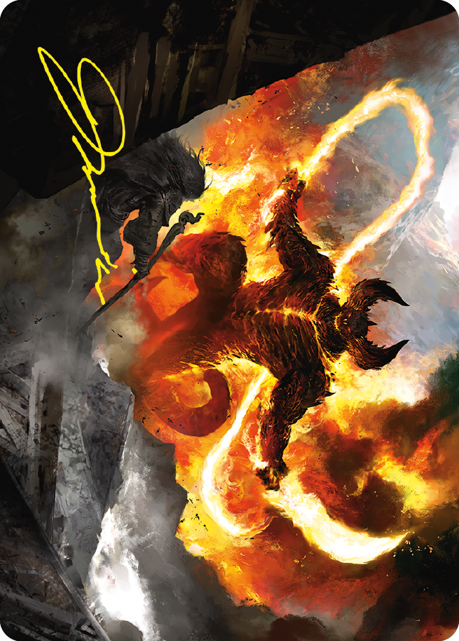 Image of The Balrog, Durin's Bane Art Card (Gold-Stamped Signature) [The Lord of the Rings: Tales of Middle-earth Art Series]