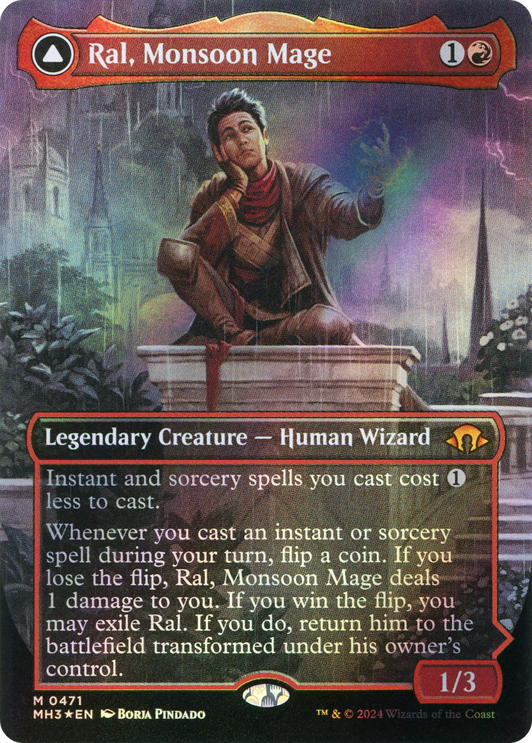 Image of Ral, Monsoon Mage // Ral, Leyline Prodigy (Borderless) (Textured Foil) [Modern Horizons 3]