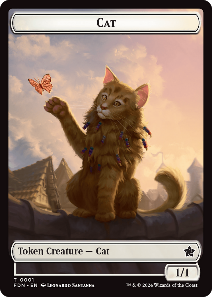 Image of Elf Warrior // Cat (001) Doubled-Sided Token [Foundations Tokens]