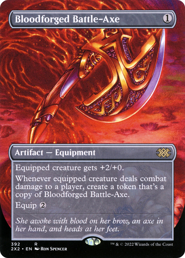Image of Bloodforged Battle-Axe (Borderless Alternate Art) [Double Masters 2022]