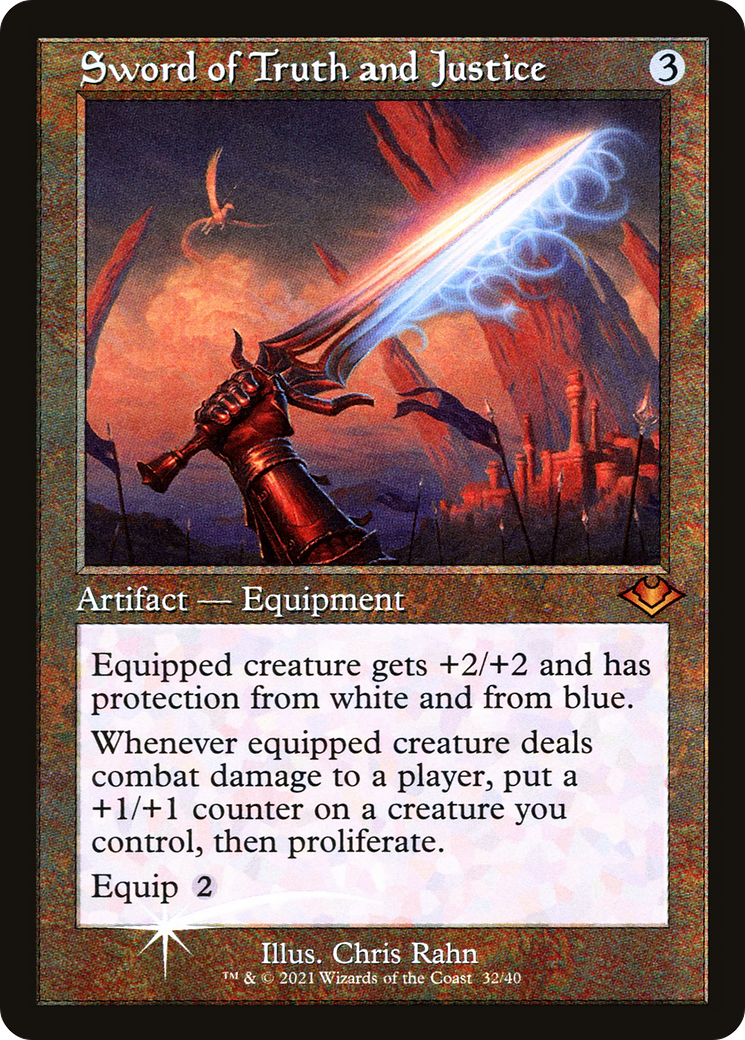 Image of Sword of Truth and Justice (Retro Frame) (MH1-032) - Modern Horizons 1 Timeshifts Etched Foil
