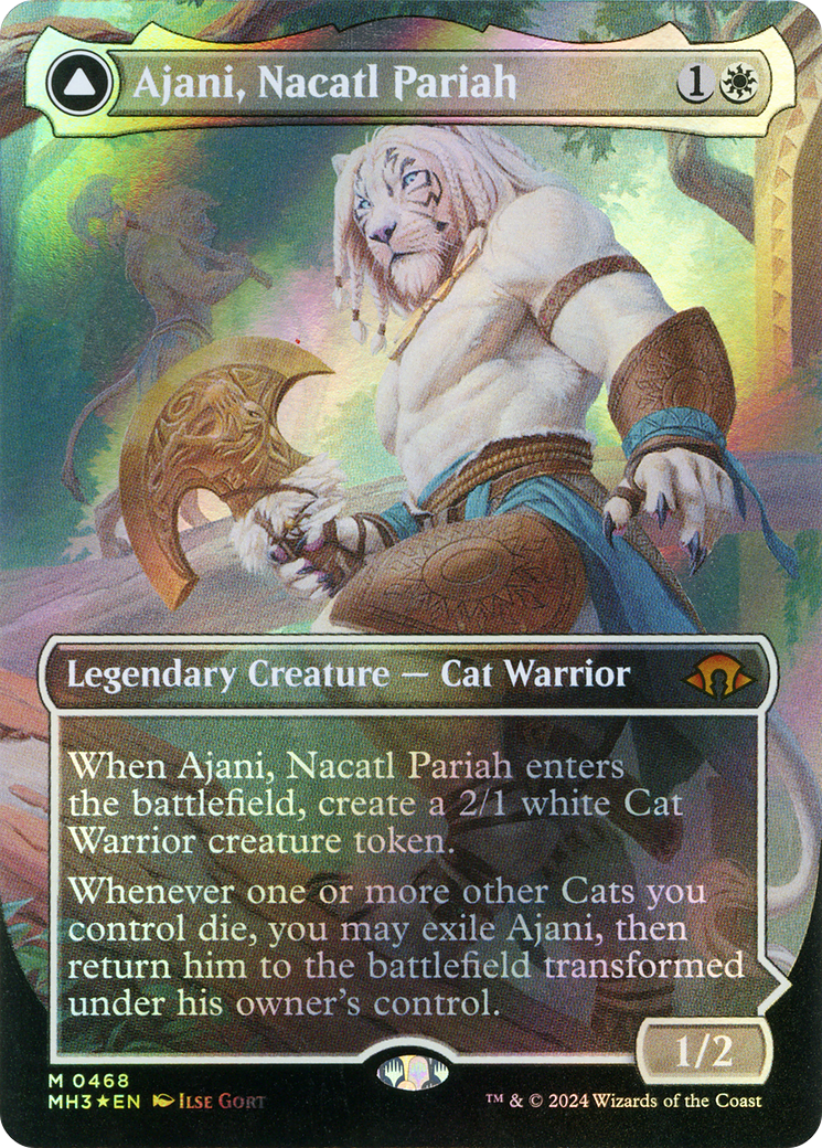 Image of Ajani, Nacatl Pariah // Ajani, Nacatl Avenger (Borderless) (Textured Foil) [Modern Horizons 3]