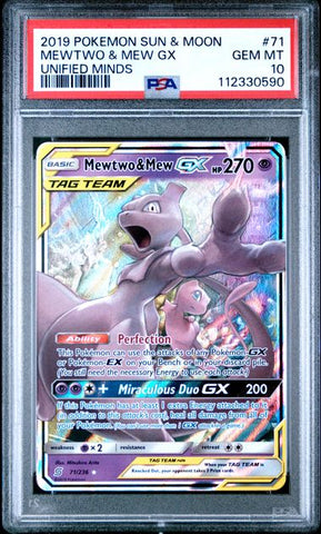 Mewtwo & Mew GX (Sun & Moon: Unified Minds) 71/236 PSA 10