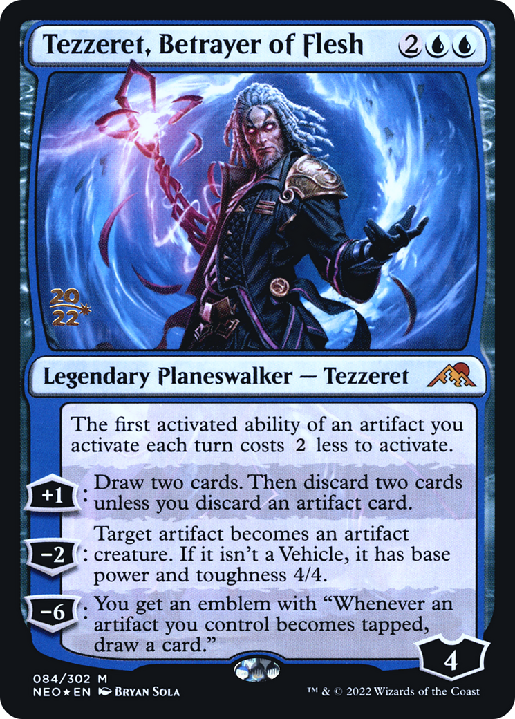 Image of Tezzeret, Betrayer of Flesh [Kamigawa: Neon Dynasty Prerelease Promos]