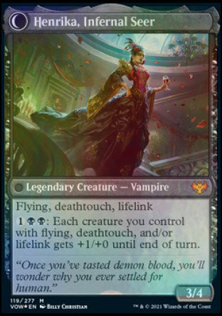 Image of Henrika Domnathi // Henrika, Infernal Seer [Innistrad: Crimson Vow Prerelease Promos]
