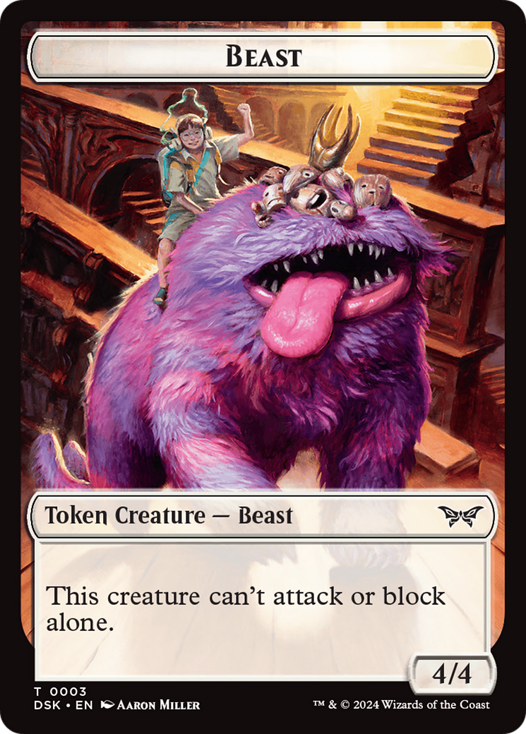 Image of Beast // Copy Double-Sided Token [Duskmourn: House of Horror Tokens]