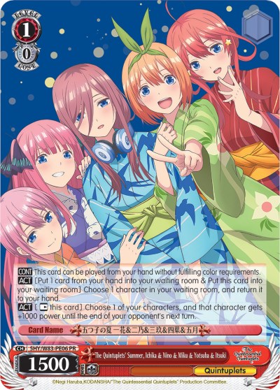 Image of The Quintuplets' Summer, Ichika & Nino & Miku & Yotsuba & Itsuki (5HY/W83-PE06 PR) (Promo) [The Quintessential Quintuplets]