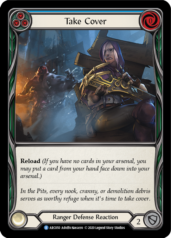 Image of Take Cover (Blue) [U-ARC050] (Arcane Rising Unlimited)  Unlimited Rainbow Foil