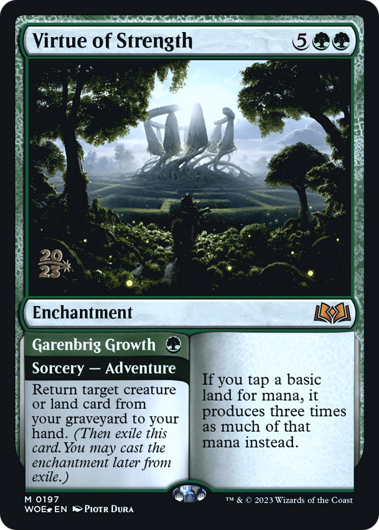 Image of Virtue of Strength // Garenbrig Growth [Wilds of Eldraine Prerelease Promos]