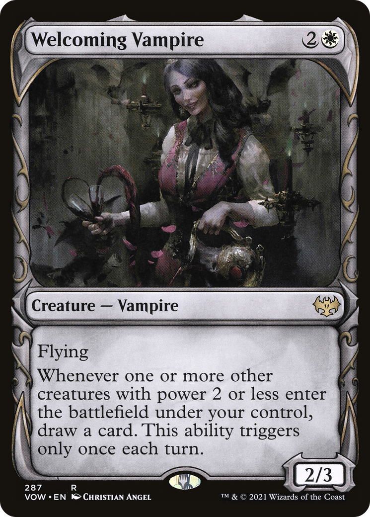 Image of Welcoming Vampire (Showcase Fang Frame) [Innistrad: Crimson Vow]