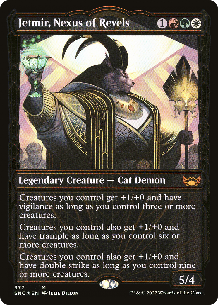 Image of Jetmir, Nexus of Revels (Showcase Golden Age Gilded Foil) [Streets of New Capenna]