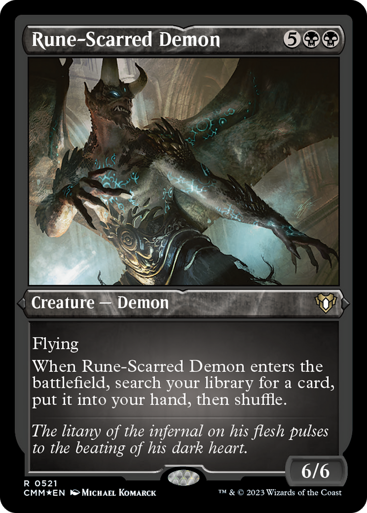 Image of Rune-Scarred Demon (Foil Etched) [Commander Masters]