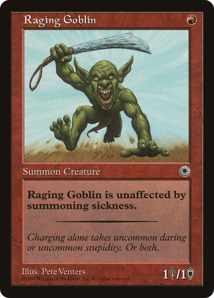 Image of Raging Goblin (With Flavor Text) [Portal]