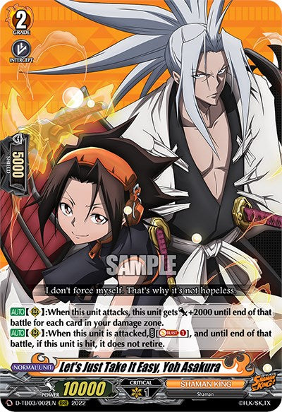 Image of Let's Just Take It Easy, Yoh Asakura (D-TB03/002EN) [Shaman King]